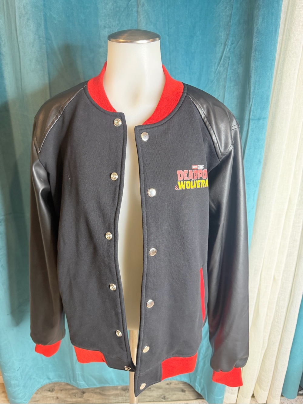 Marvel Deadpool & Wolverine Black and Red Bomber Jacket